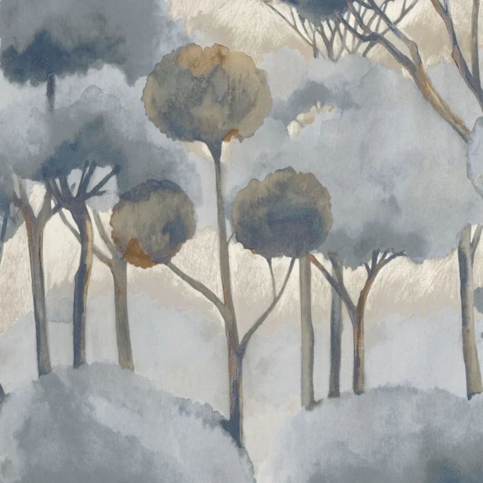 Foret Des Landes Wallpaper - Bleu Orage swatch