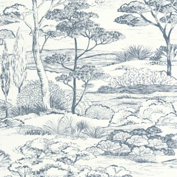 blue botanical wallpaper from casadeco