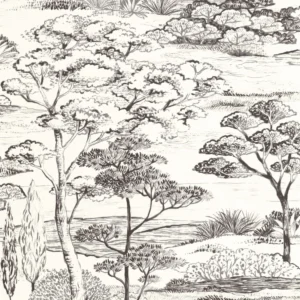 black-grey botanical wallpaper from casadeco