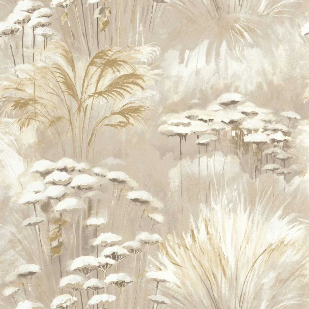 Oyat Wallpaper - Beige Lin by neutral botanical wallpaper from casadeco
