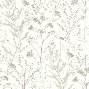 white botanical wallpaper from casadeco