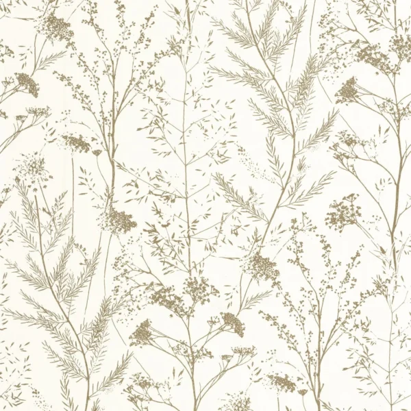 Prairie Wallpaper - Olive by neutral botanical wallpaper from casadeco