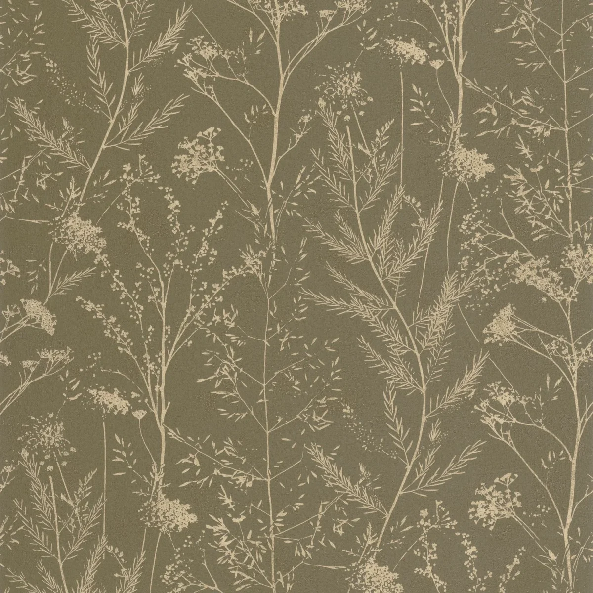 Prairie Wallpaper - Kaki by brown botanical wallpaper from casadeco