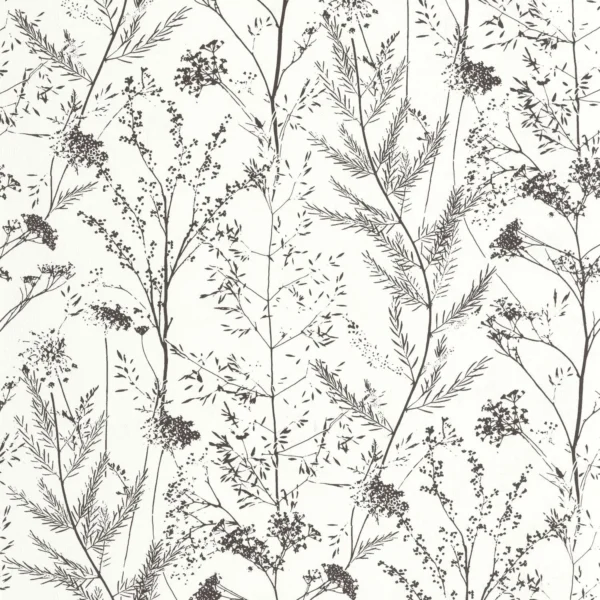 white botanical wallpaper from casadeco