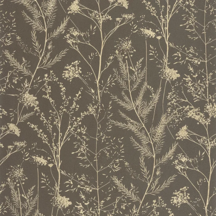 Prairie Wallpaper - Noir Fusain / Ocre swatch