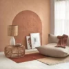 black-grey plain wallpaper and wall with cushion and lamps