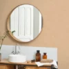 pink plain wallpaper and cabinets with