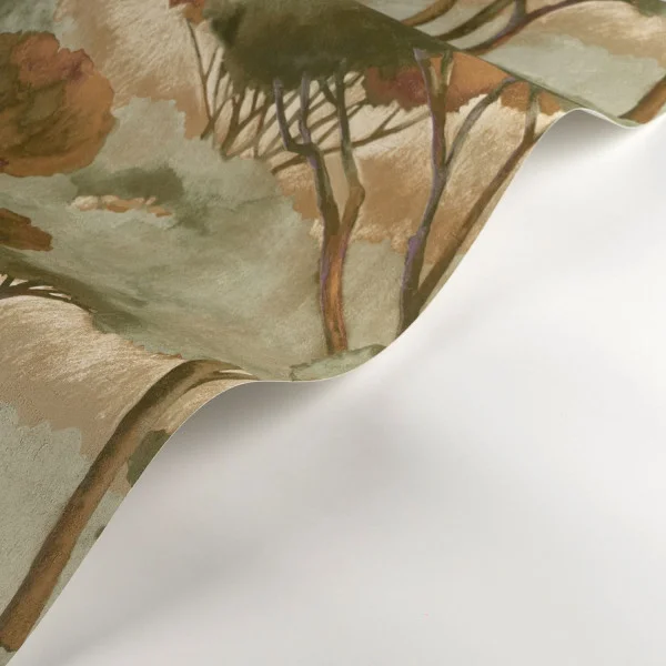 Foret Des Landes Wallpaper - Vert Argile by green botanical wallpaper and wave with wallpaper