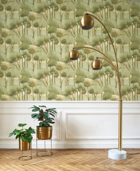 Foret Des Landes Wallpaper - Vert Argile by yellow botanical wallpaper and with