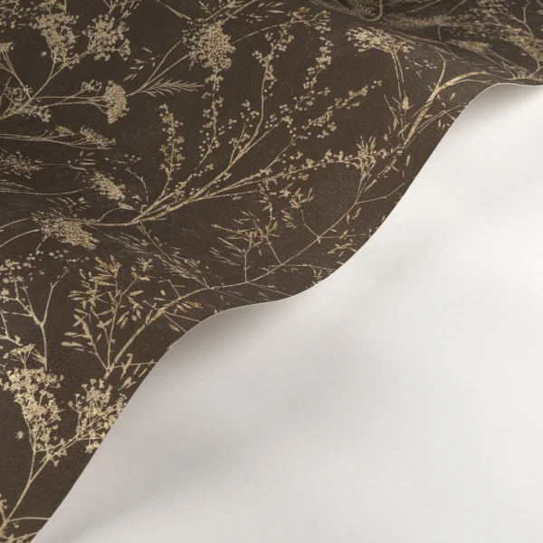 Prairie Wallpaper - Noir Fusain / Ocre by brown botanical wallpaper and wave with wallpaper