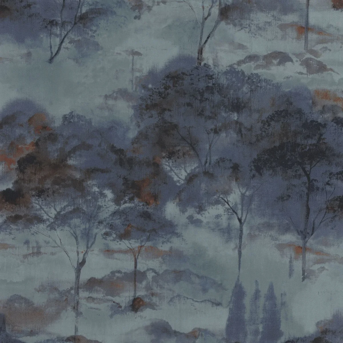 Sila Wallpaper - Bleu Encre by blue botanical wallpaper from casadeco