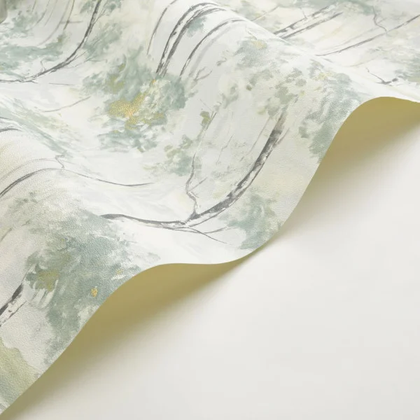 Skandinavia Wallpaper - Vert Eucalyptus by green botanical wallpaper and wallpaper with wave