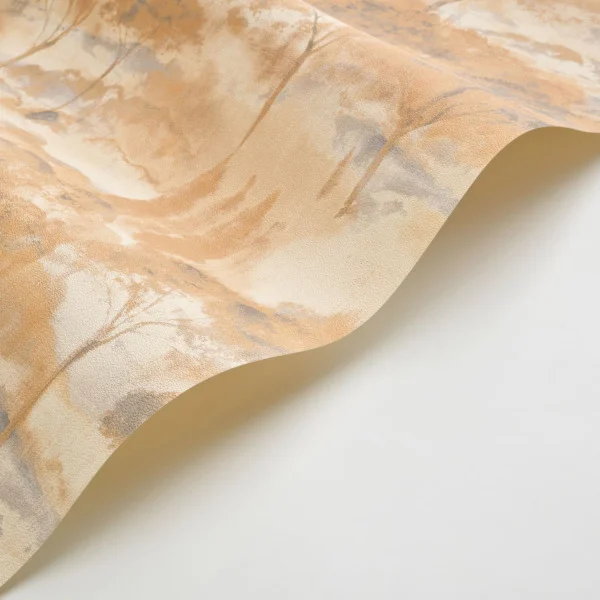 Sila Wallpaper - Jaune Miel by orange botanical wallpaper and wallpaper with wave