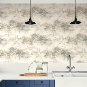 black-grey botanical wallpaper and with