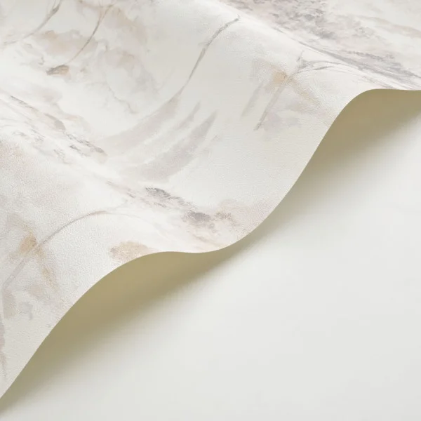 Sila Wallpaper - Blanc Neige by neutral botanical wallpaper and wallpaper with wave