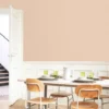 pink plain wallpaper and wall with dining table and chair