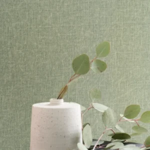 green plain wallpaper and wall with vases