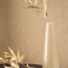brown plain wallpaper and wall with side table and vases