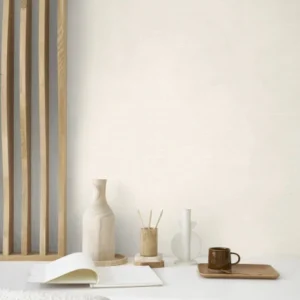 white plain wallpaper and wall with side table and chair