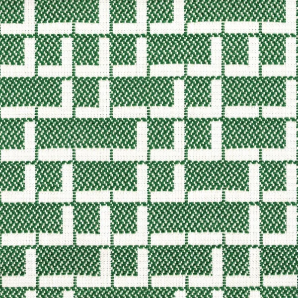 Rufolo Fabric - Emeraude Orange by green geometric jacquard fabric from Casamance