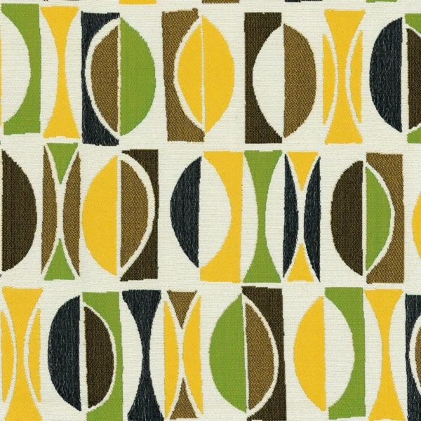Amalfi Fabric - Vert Jaune by orange geometric woven fabric from Casamance
