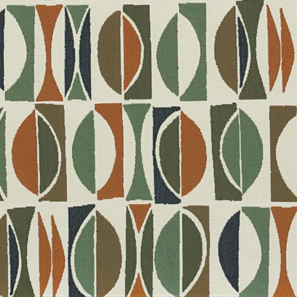 Amalfi Fabric - Vert Orange by blue geometric woven fabric from Casamance