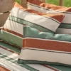 brown striped sofa with cushion