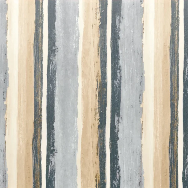Birkin Fabric - Acier by black-grey striped printed fabric from Casamance