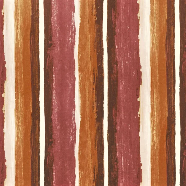 Birkin Fabric - Terracotta by red striped printed fabric from Casamance