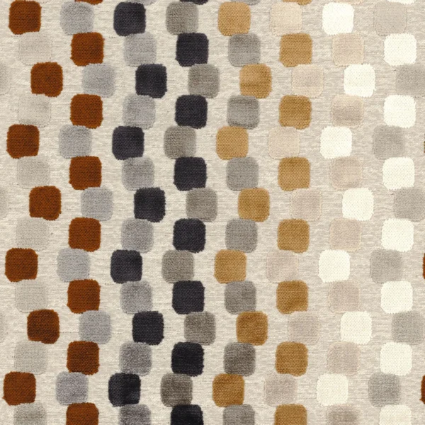 Orphisme Fabric - Noir / Tabac by multicolour geometric woven fabric from Casamance