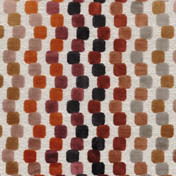 Orphisme Fabric - Bordeaux / Tangerine by red geometric woven fabric from Casamance