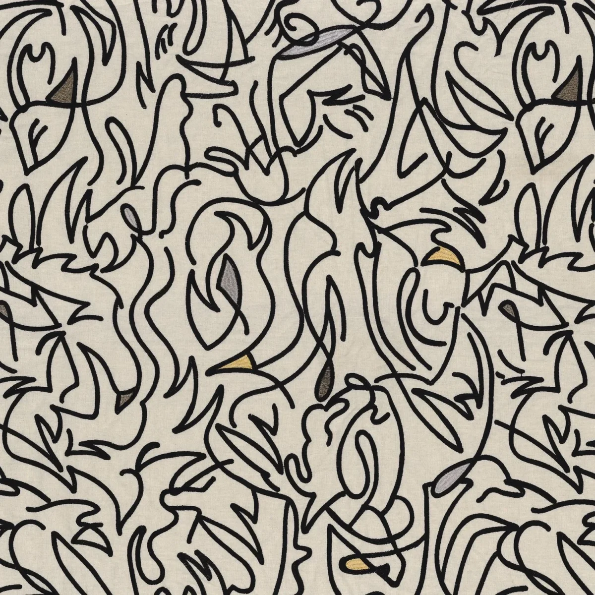 Anamorphose Fabric - Noir by black-grey misc cotton fabric from Casamance