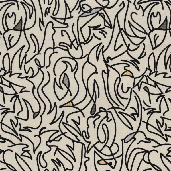 Anamorphose Fabric - Noir by black-grey misc cotton fabric from Casamance