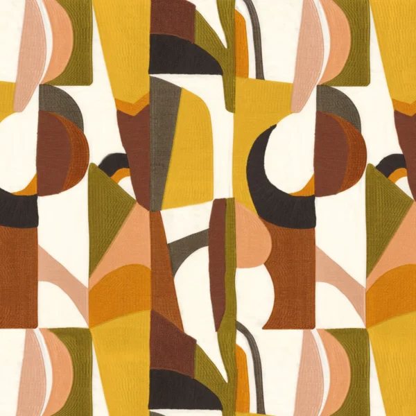 Fascination Fabric - Olive / Mimosa by yellow contemporary cotton fabric from Casamance