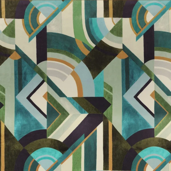 blue geometric velvet-chenille fabric from Casamance