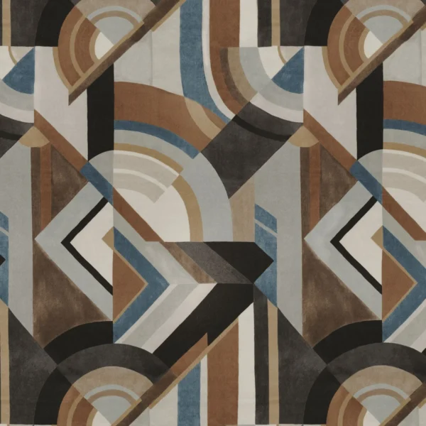 Convexe Fabric - Noir / Tabac by brown geometric velvet-chenille fabric from Casamance