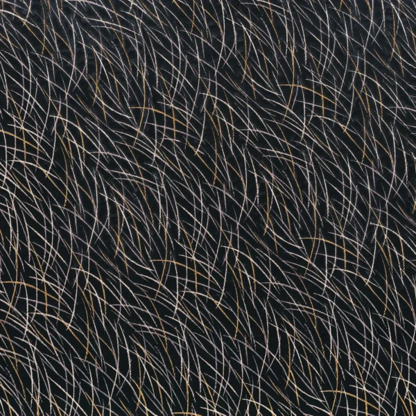 Euphorbe Fabric - Noir by black-grey misc embroideried fabric from Casamance