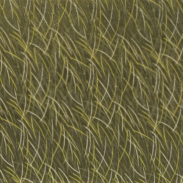 Euphorbe Fabric - Kaki by green misc embroideried fabric from Casamance