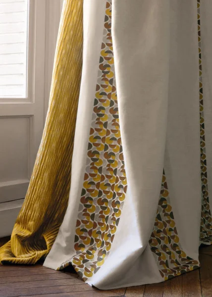 Affinite Fabric - Sable by black-grey geometric curtain with
