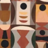 brown geometric linen fabric from Casamance