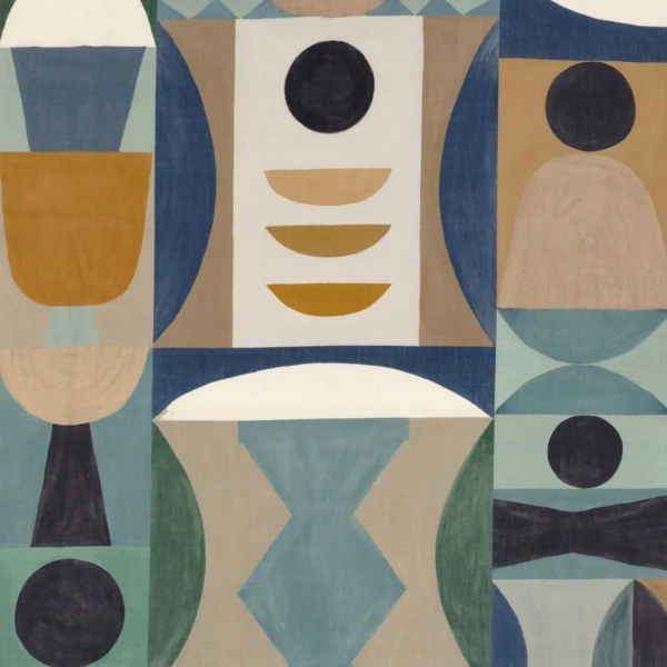 Atelier Sud Fabric - Bleu / Celadon by blue geometric linen fabric from Casamance