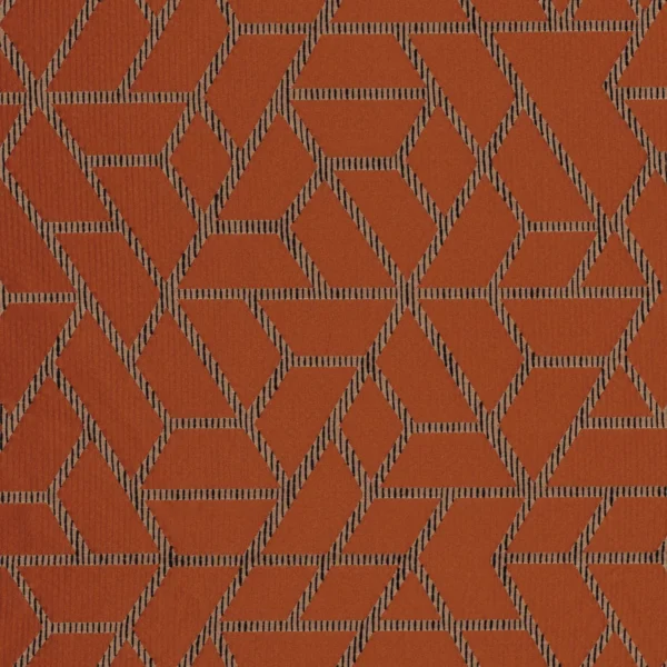 Premiere Loge Fabric - Orange Brulee by red geometric jacquard fabric from Casamance