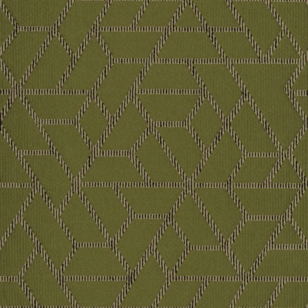 Premiere Loge Fabric - Olive by green geometric jacquard fabric from Casamance