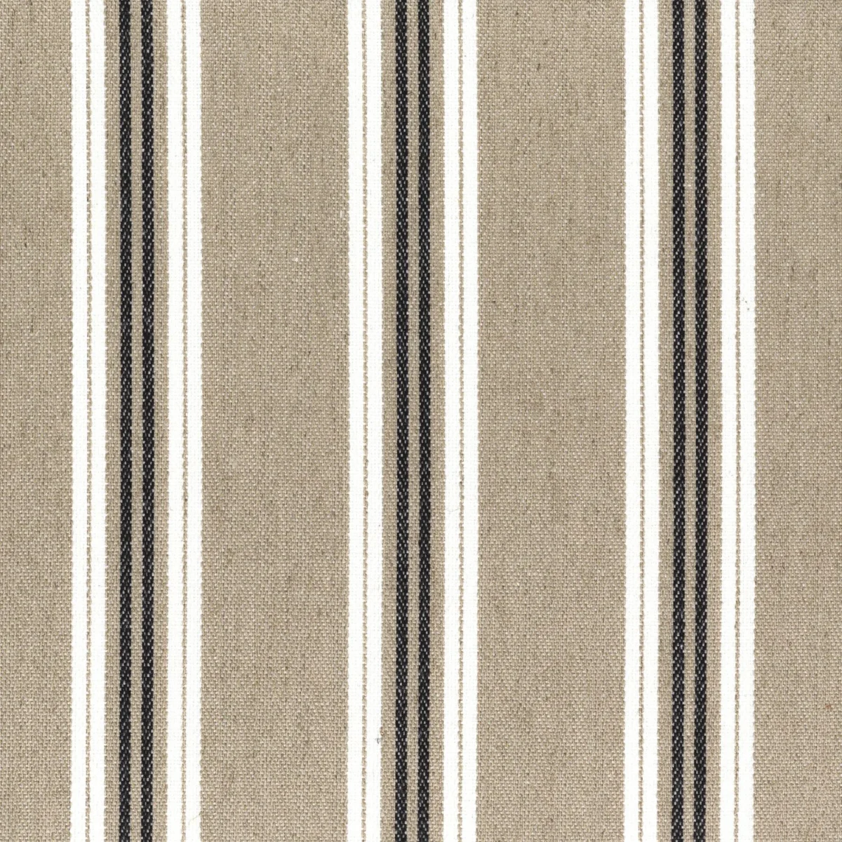 Lagos Fabric - Beige by black-grey striped cotton fabric from Casamance