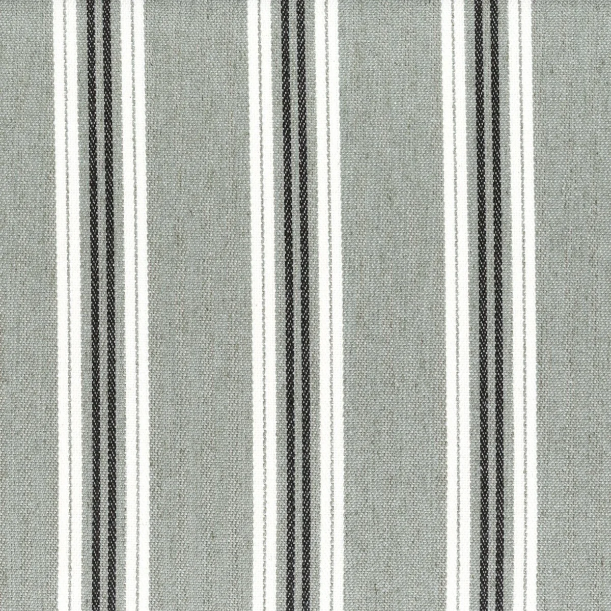 Lagos Fabric - Celadon by black-grey striped cotton fabric from Casamance