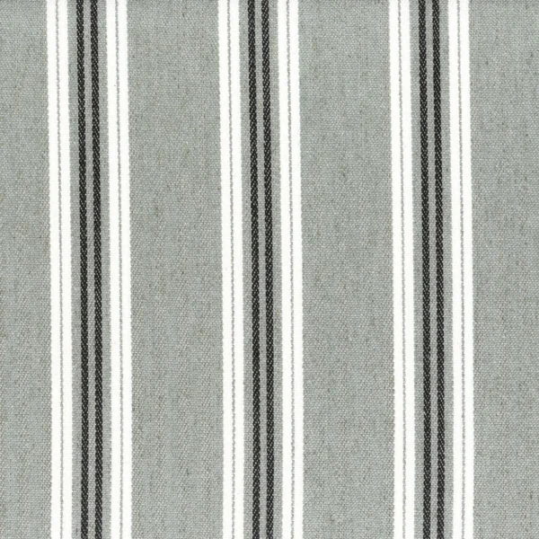 Lagos Fabric - Celadon by black-grey striped cotton fabric from Casamance