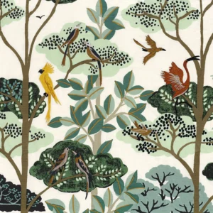 green animal linen fabric from Casamance