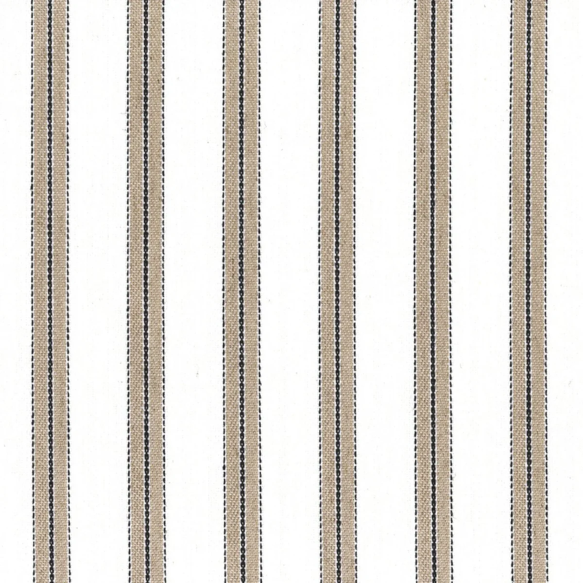 Evora Fabric - Beige by black-grey striped cotton fabric from Casamance