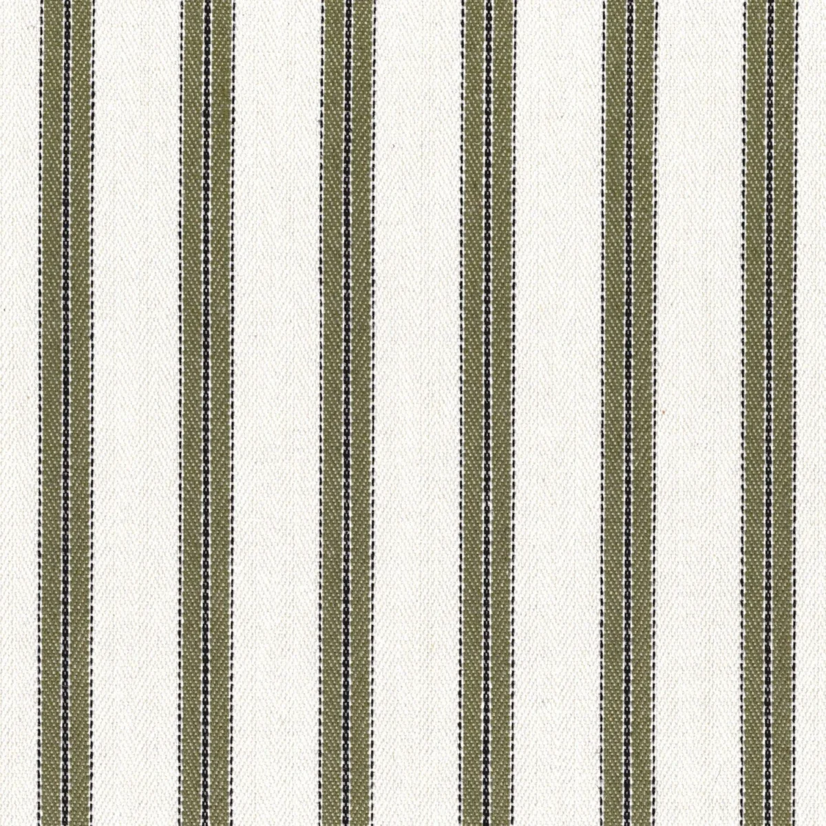 Evora Fabric - Olive by green striped cotton fabric from Casamance