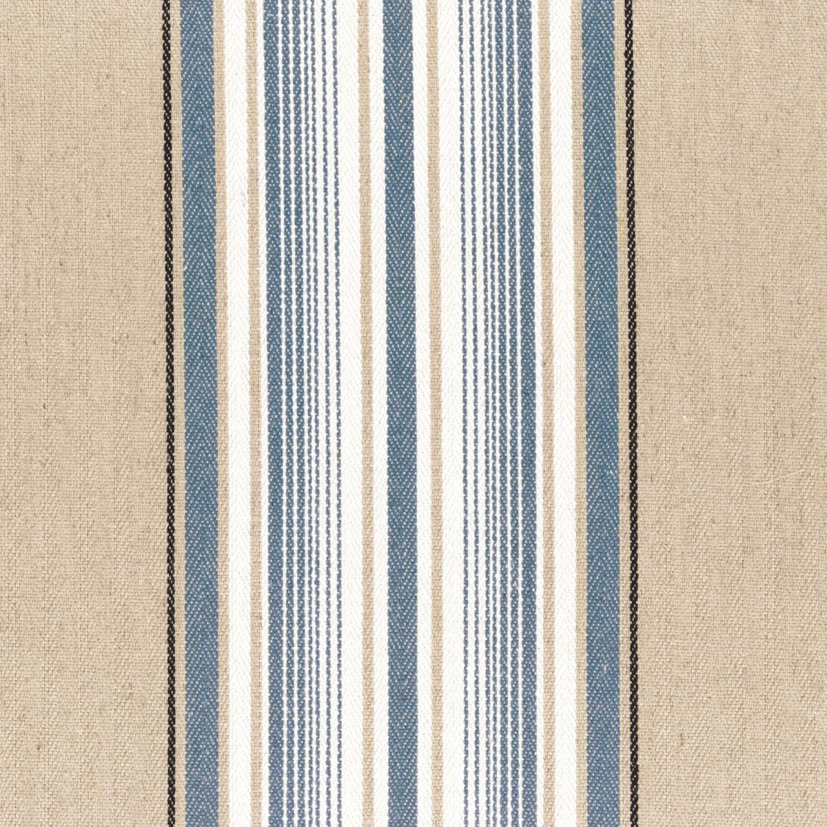 Aveiro Fabric - Beige Bleu Deauville by blue striped cotton fabric from Casamance
